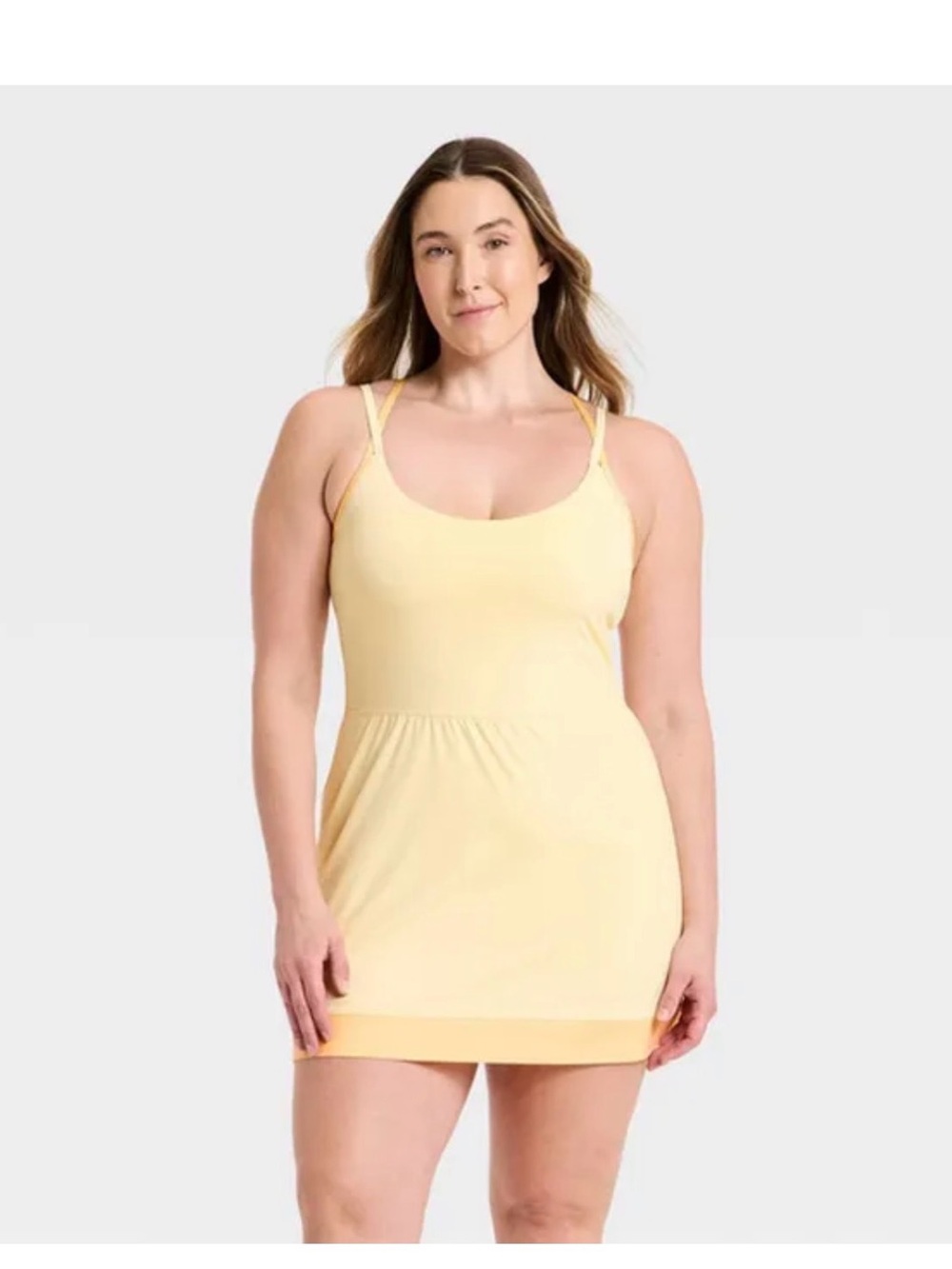 All In Motion Women's Knit Strappy Active Dress, L - Light Yellow